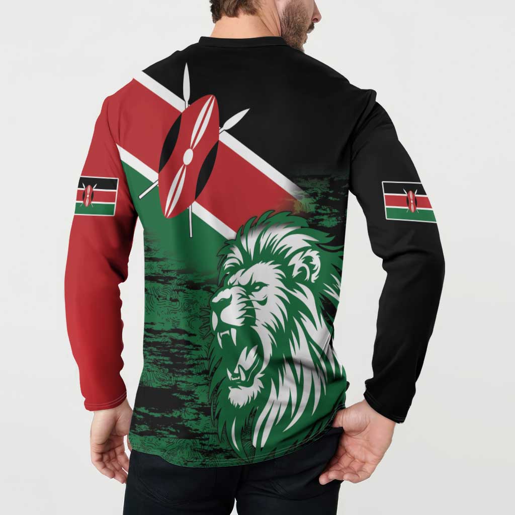 Kenya Lion Head Button Sweatshirt Flag Style - Wonder Print Shop