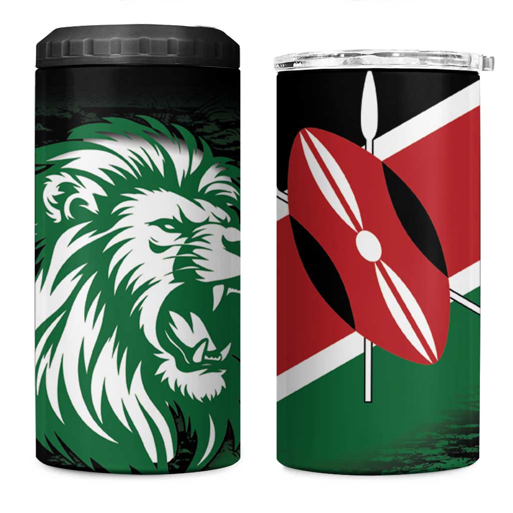 Kenya Lion Head 4 in 1 Can Cooler Tumbler Flag Style - Wonder Print Shop