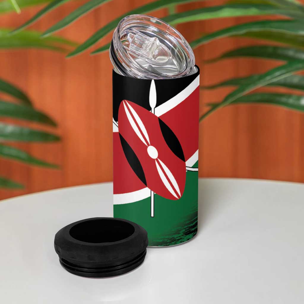 Kenya Lion Head 4 in 1 Can Cooler Tumbler Flag Style - Wonder Print Shop