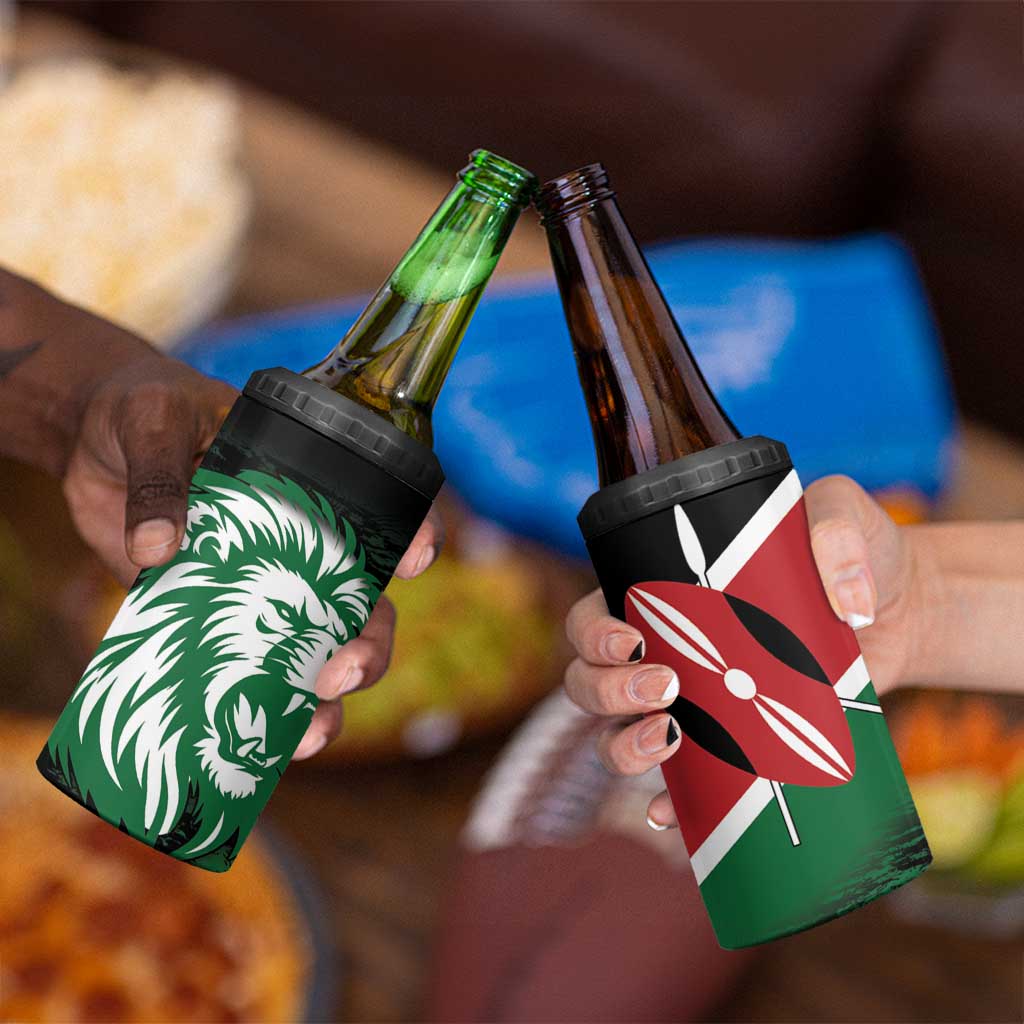Kenya Lion Head 4 in 1 Can Cooler Tumbler Flag Style - Wonder Print Shop