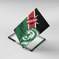 Kenya Lion Head Canvas Wall Art Flag Style - Wonder Print Shop