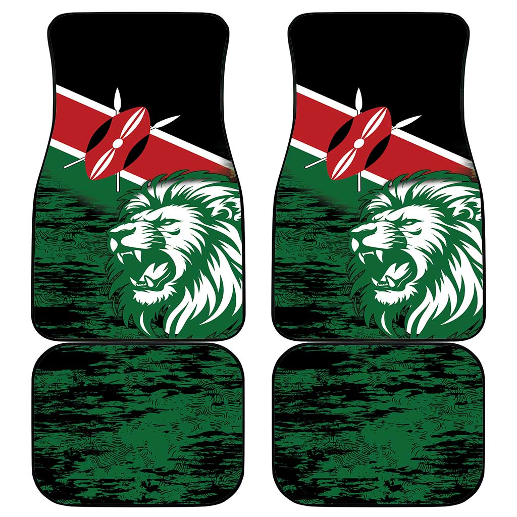 Kenya Lion Head Car Mats Flag Style - Wonder Print Shop