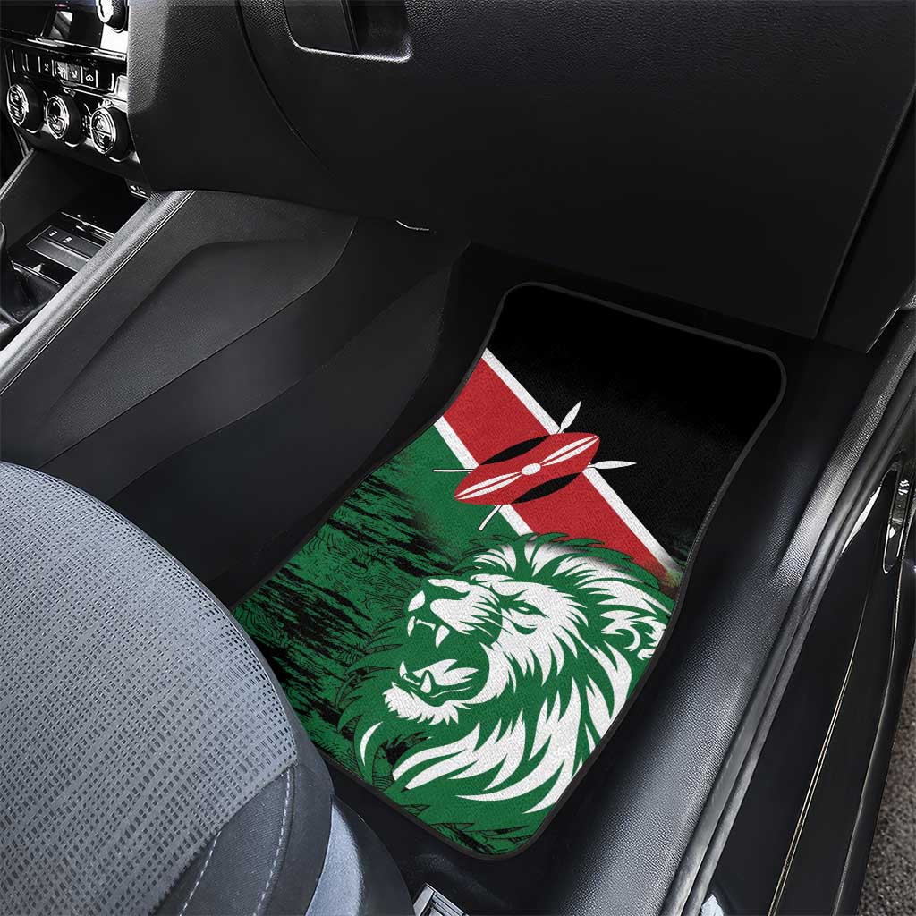 Kenya Lion Head Car Mats Flag Style - Wonder Print Shop