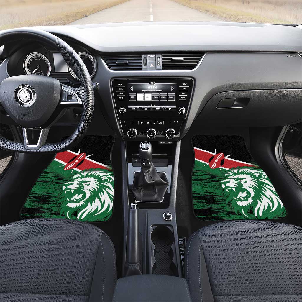 Kenya Lion Head Car Mats Flag Style - Wonder Print Shop