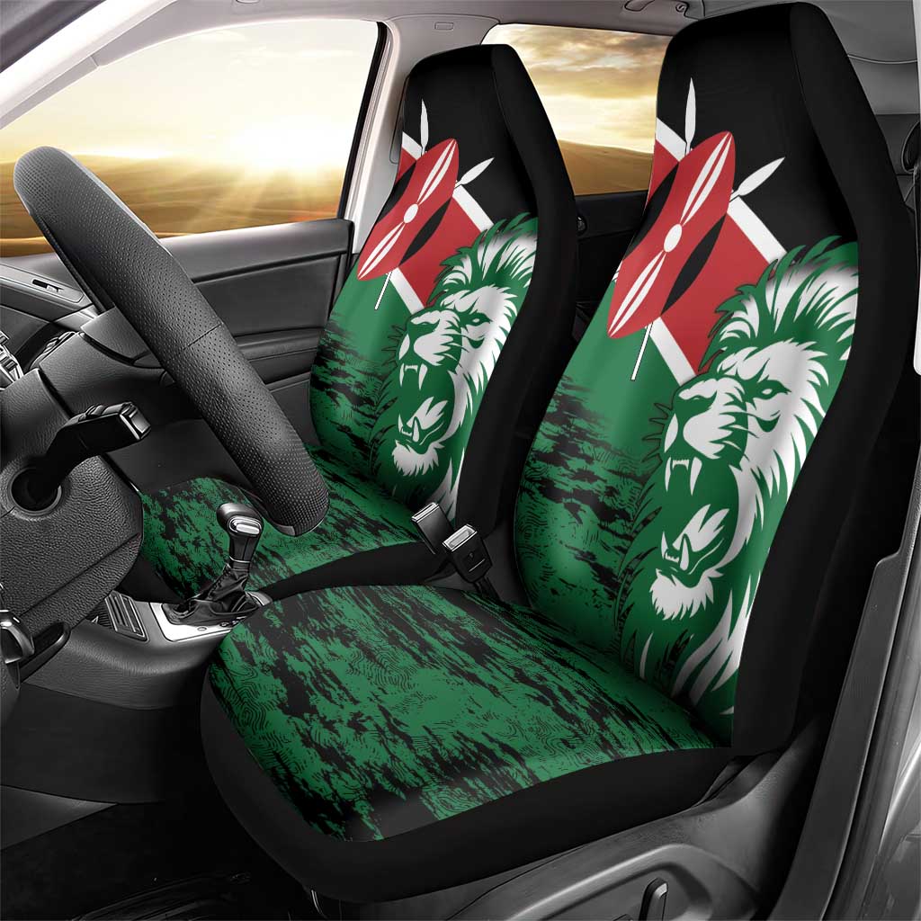 Kenya Lion Head Car Seat Cover Flag Style - Wonder Print Shop