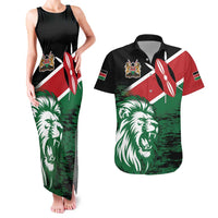 Kenya Lion Head Couples Matching Tank Maxi Dress and Hawaiian Shirt Flag Style - Wonder Print Shop