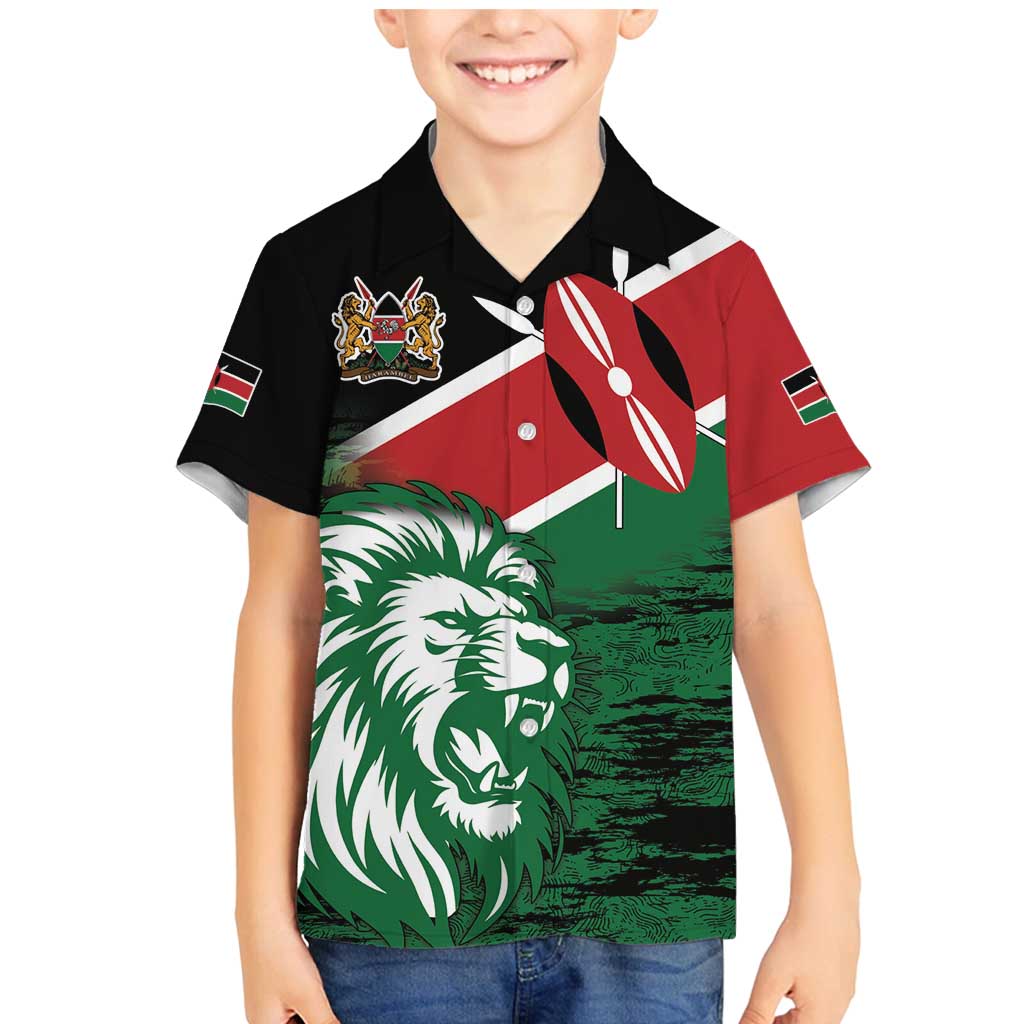 Kenya Lion Head Family Matching Mermaid Dress and Hawaiian Shirt Flag Style - Wonder Print Shop