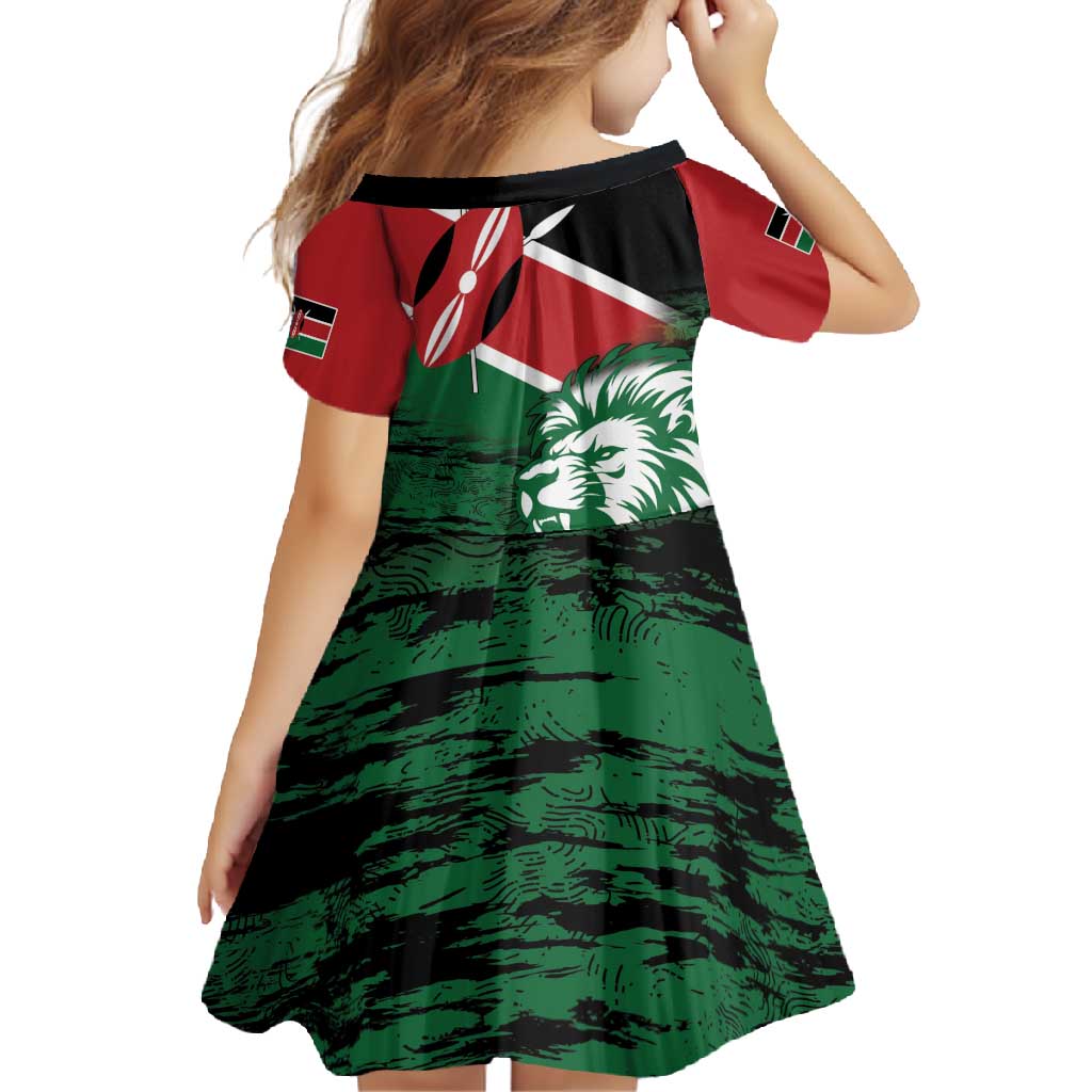 Kenya Lion Head Family Matching Off Shoulder Maxi Dress and Hawaiian Shirt Flag Style - Wonder Print Shop