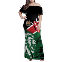 Kenya Lion Head Family Matching Off Shoulder Maxi Dress and Hawaiian Shirt Flag Style - Wonder Print Shop