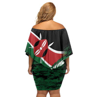 Kenya Lion Head Family Matching Off Shoulder Short Dress and Hawaiian Shirt Flag Style - Wonder Print Shop