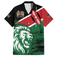 Kenya Lion Head Family Matching Short Sleeve Bodycon Dress and Hawaiian Shirt Flag Style - Wonder Print Shop