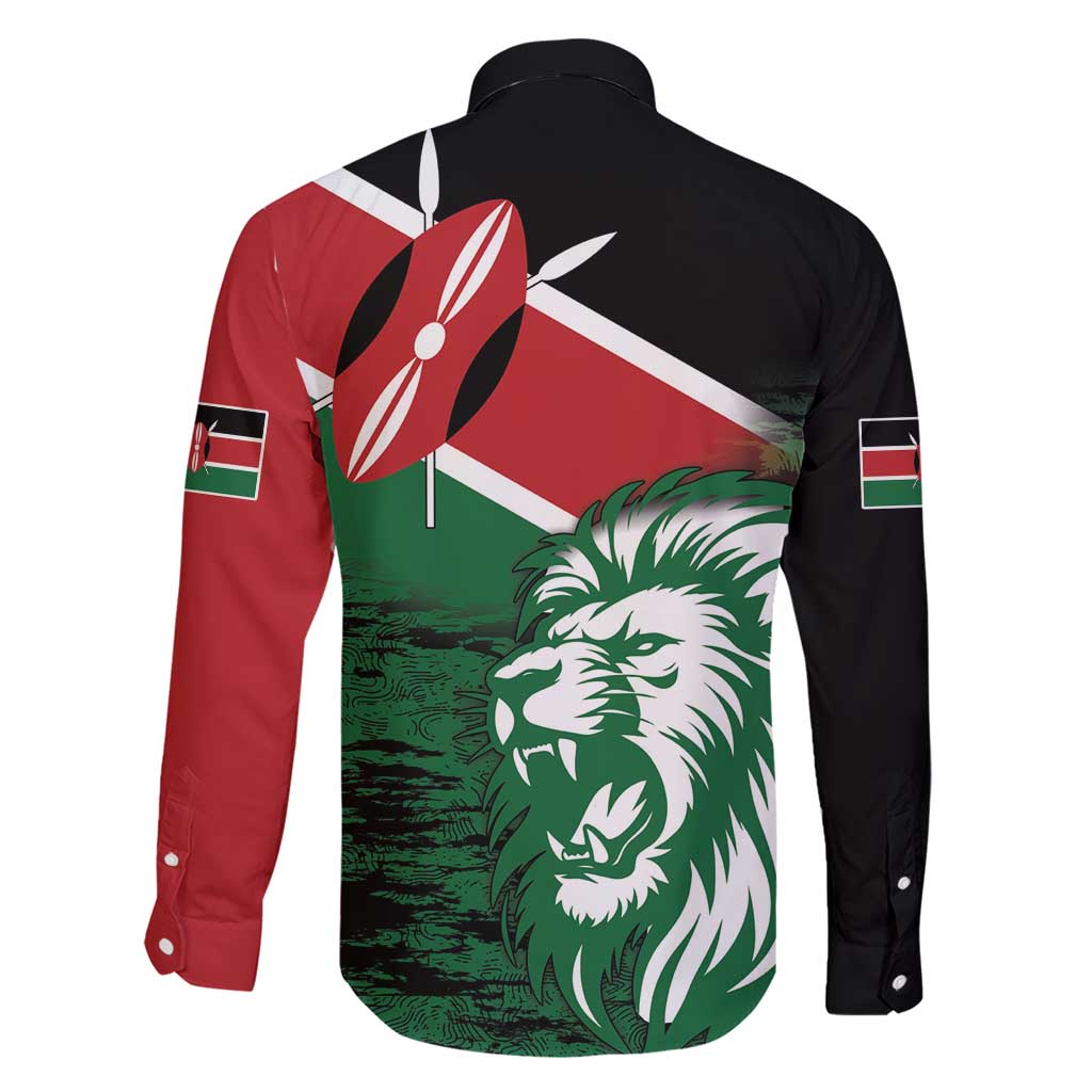 Kenya Lion Head Family Matching Short Sleeve Bodycon Dress and Hawaiian Shirt Flag Style - Wonder Print Shop