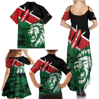 Kenya Lion Head Family Matching Summer Maxi Dress and Hawaiian Shirt Flag Style - Wonder Print Shop