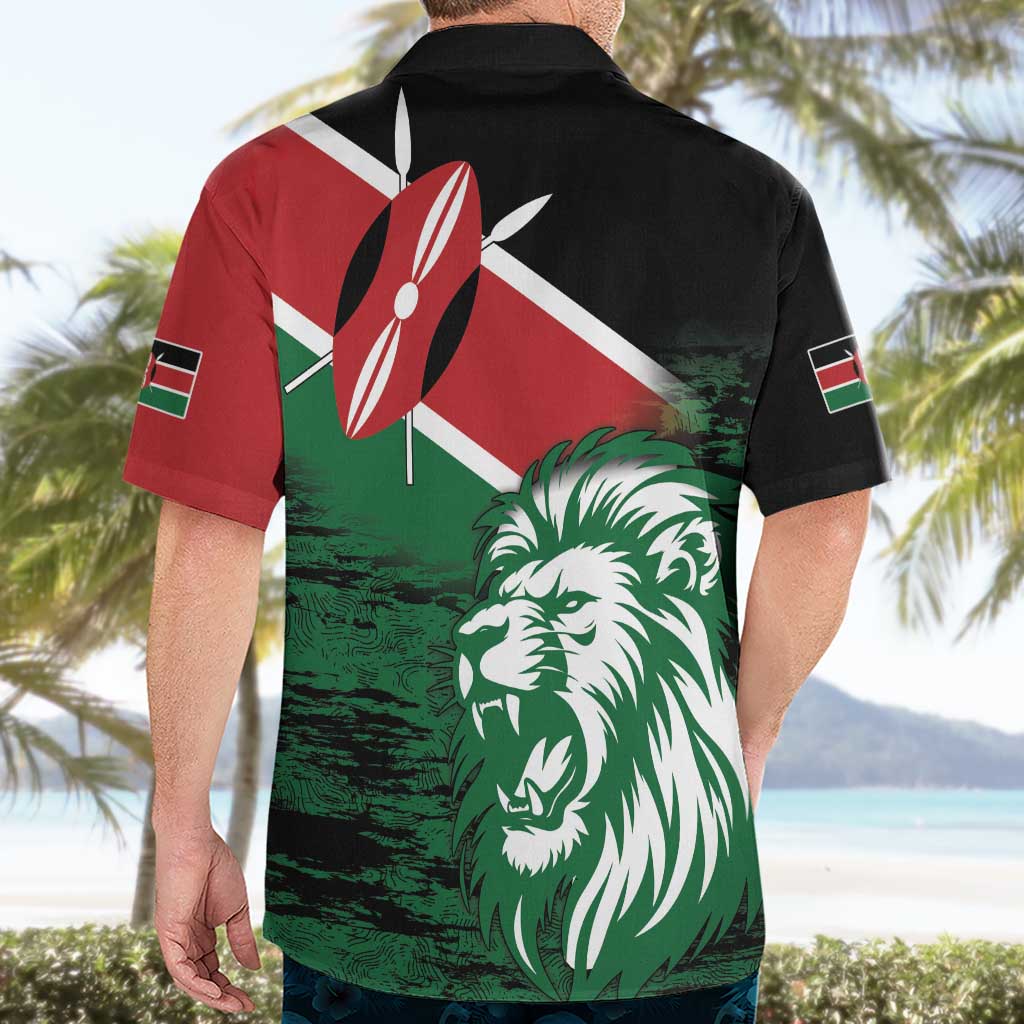 Kenya Lion Head Hawaiian Shirt Flag Style - Wonder Print Shop