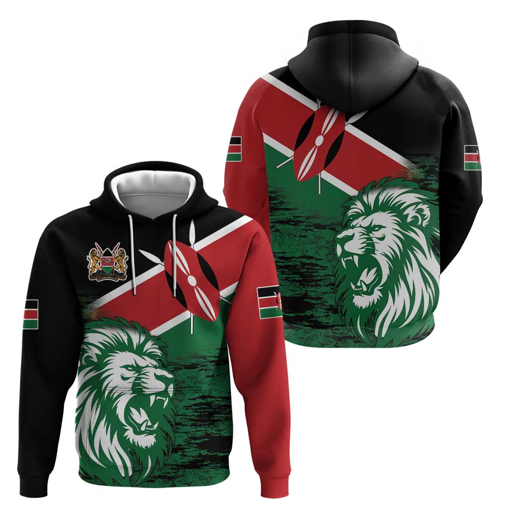 Kenya Lion Head Hoodie Flag Style - Wonder Print Shop