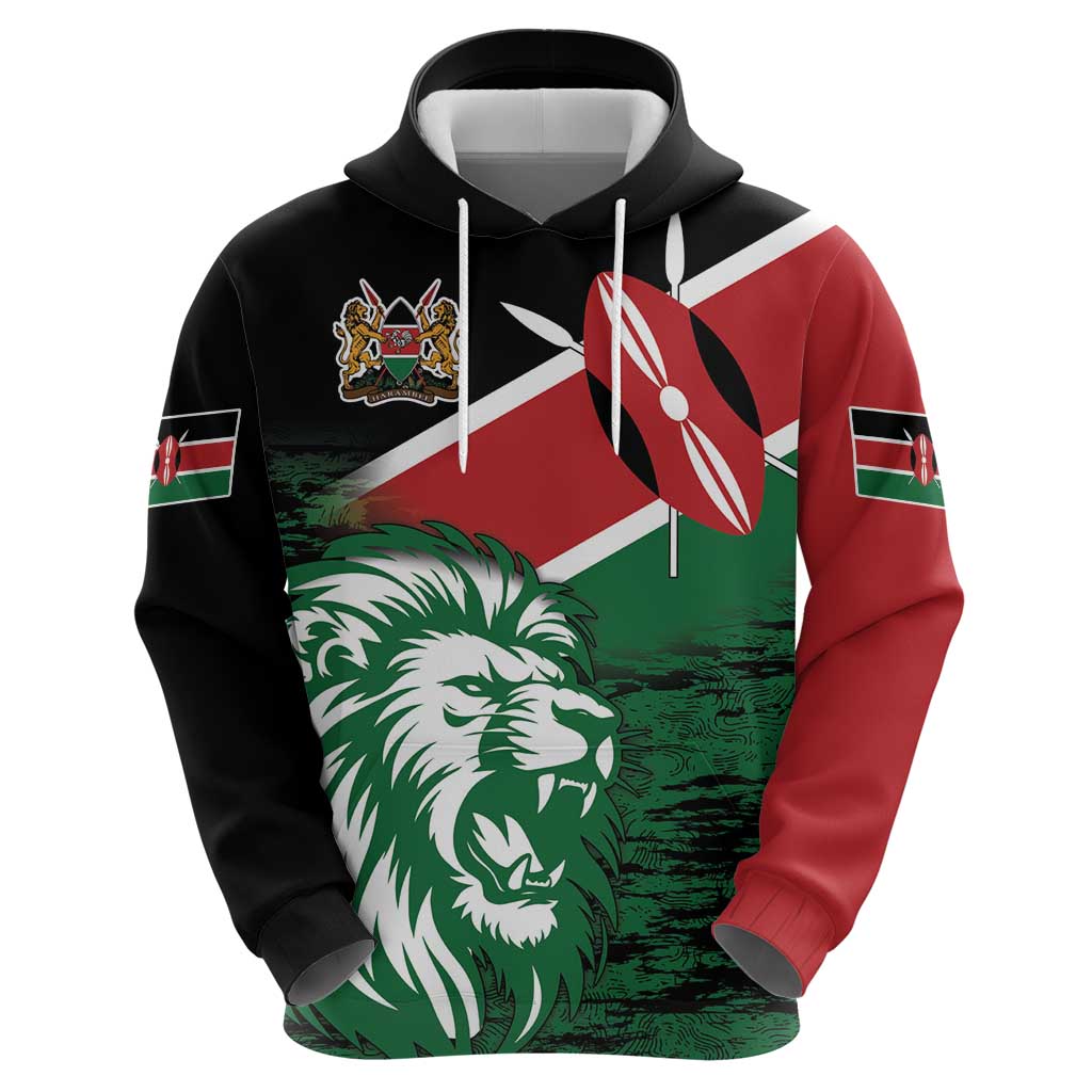 Kenya Lion Head Hoodie Flag Style - Wonder Print Shop