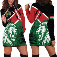Kenya Lion Head Hoodie Dress Flag Style - Wonder Print Shop