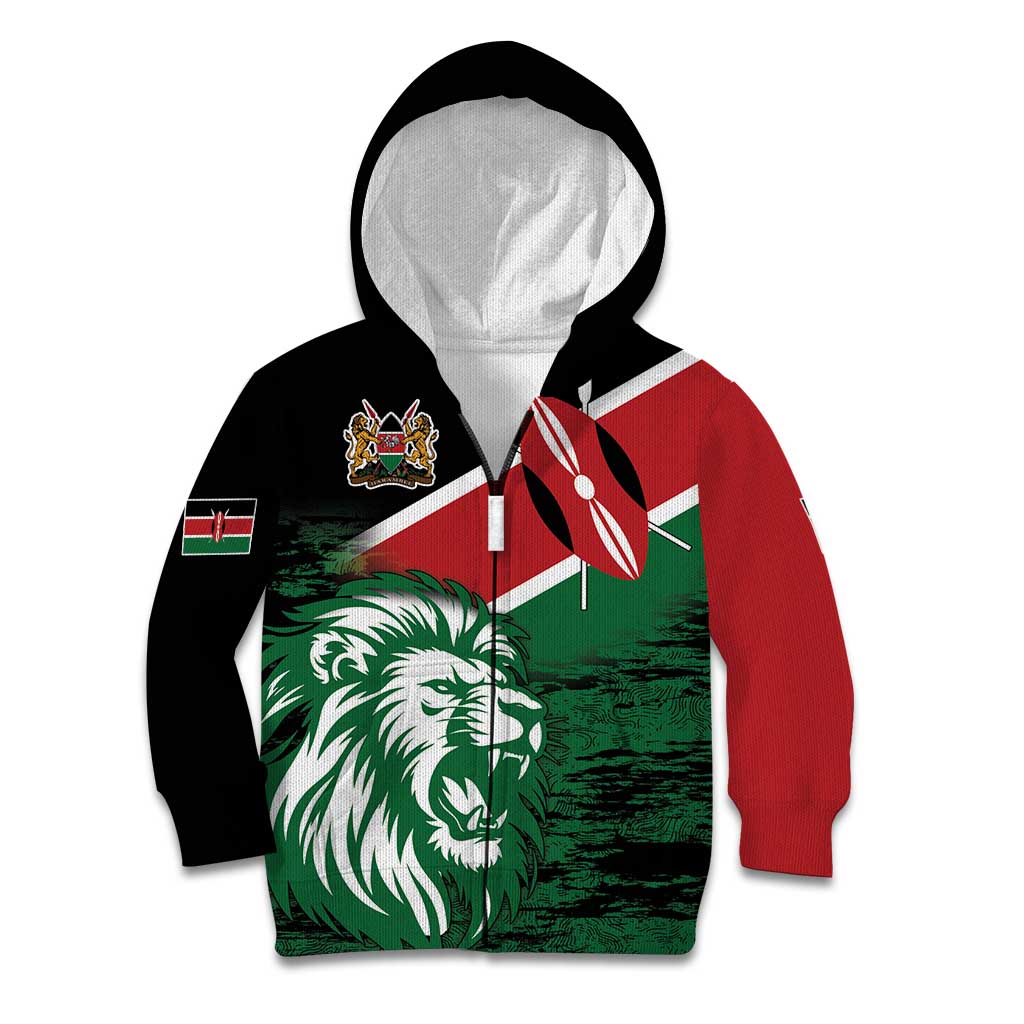 Kenya Lion Head Kid Hoodie Flag Style - Wonder Print Shop