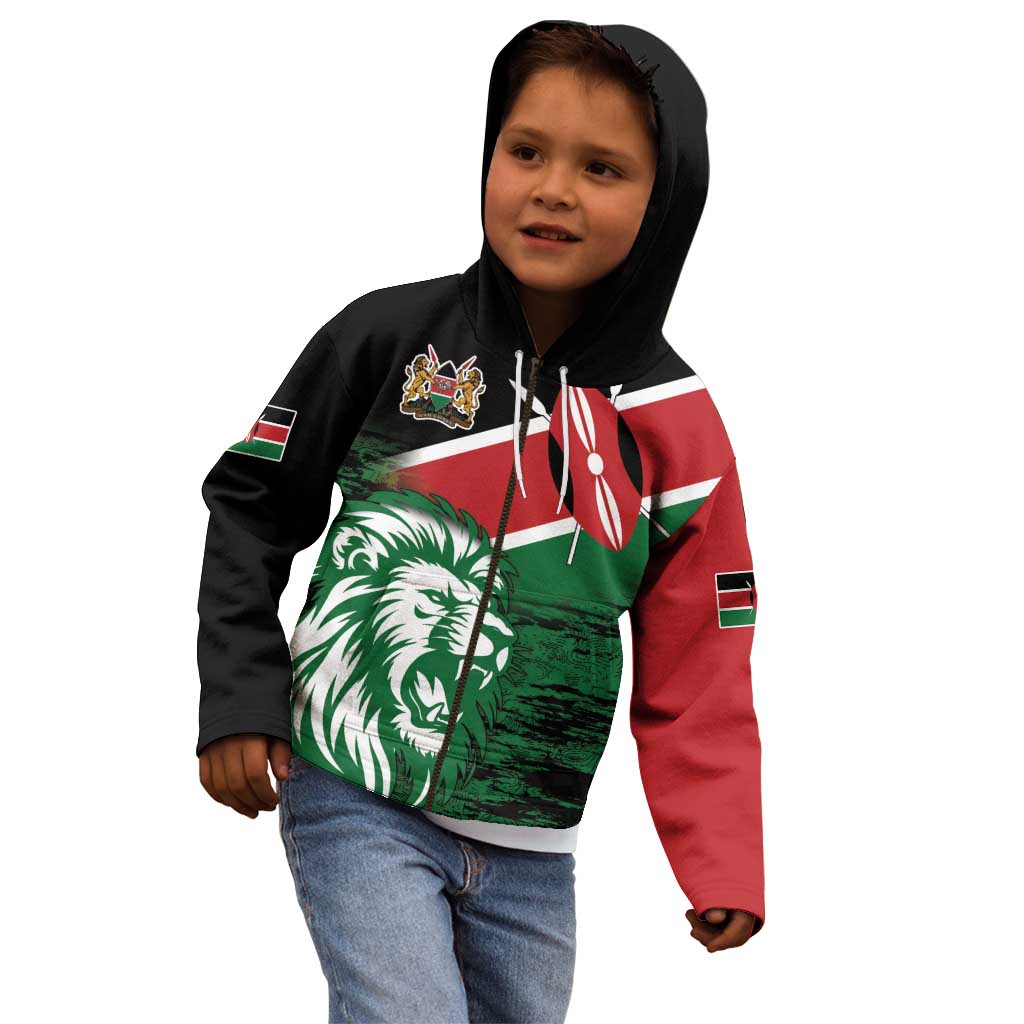 Kenya Lion Head Kid Hoodie Flag Style - Wonder Print Shop
