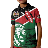 Kenya Lion Head Kid Polo Shirt Flag Style - Wonder Print Shop