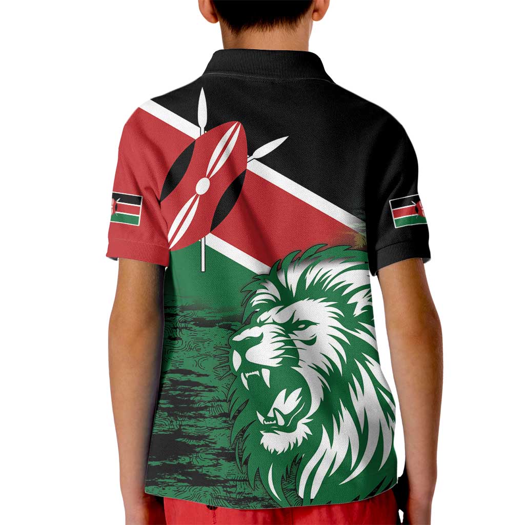 Kenya Lion Head Kid Polo Shirt Flag Style - Wonder Print Shop