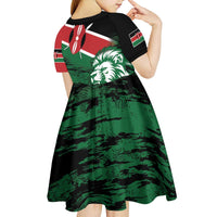 Kenya Lion Head Kid Short Sleeve Dress Flag Style - Wonder Print Shop