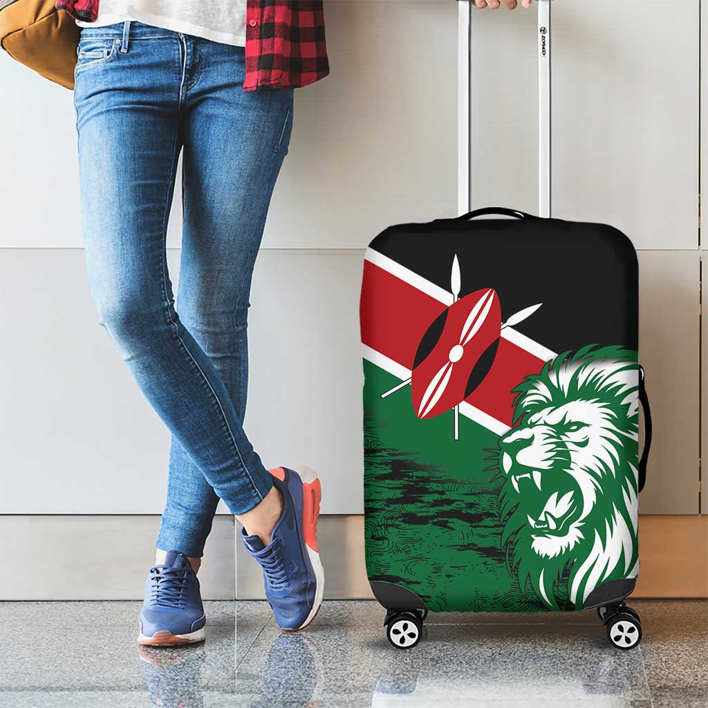 Kenya Lion Head Luggage Cover Flag Style - Wonder Print Shop