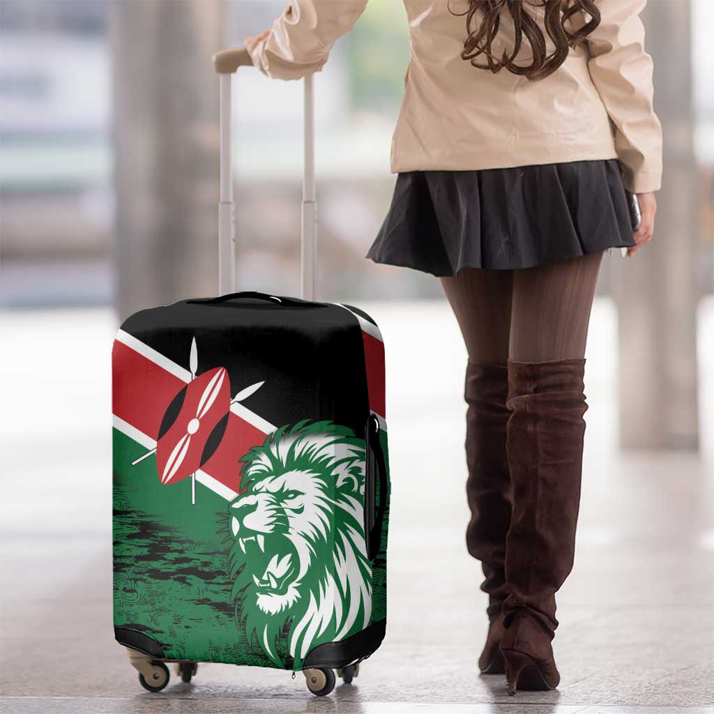 Kenya Lion Head Luggage Cover Flag Style - Wonder Print Shop