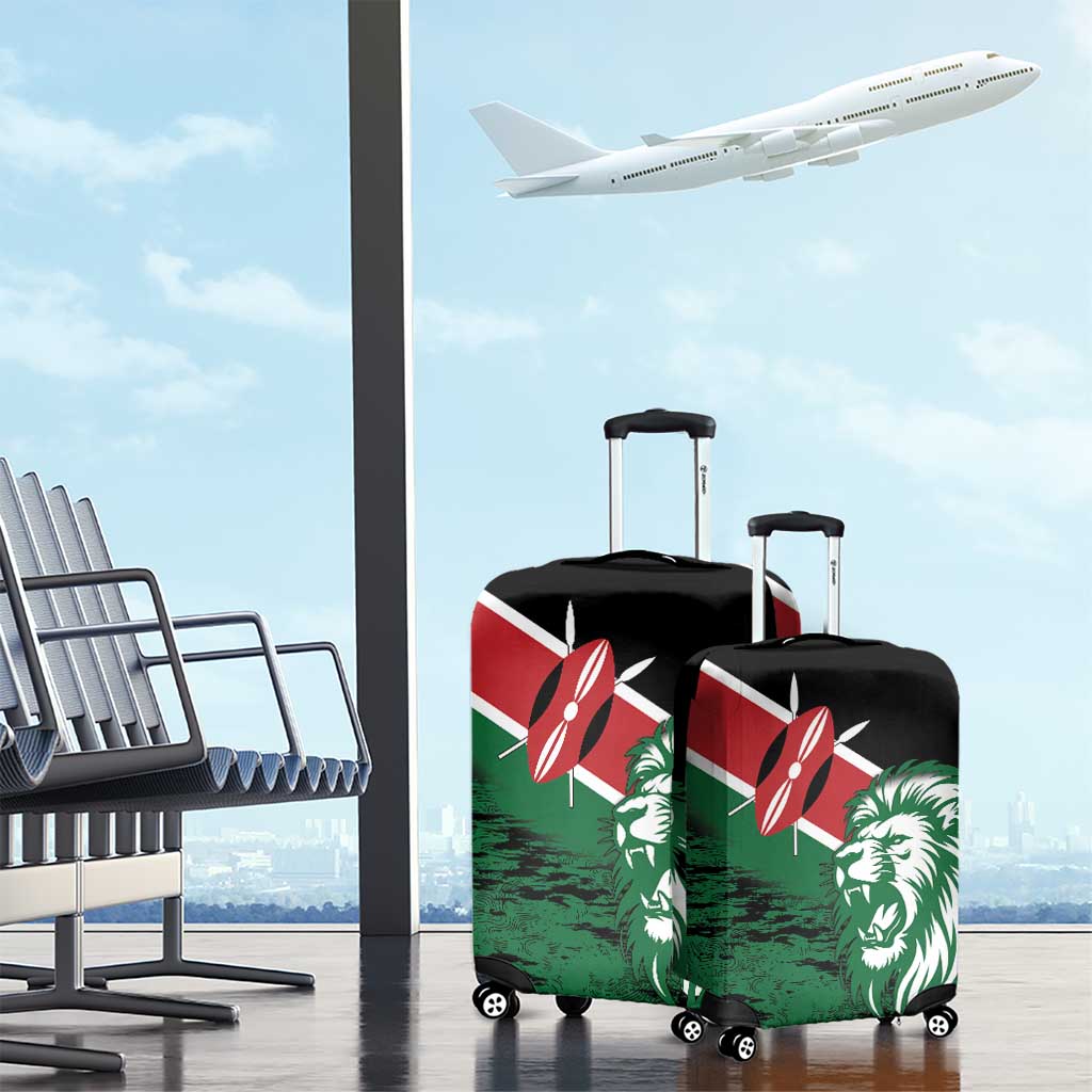 Kenya Lion Head Luggage Cover Flag Style - Wonder Print Shop