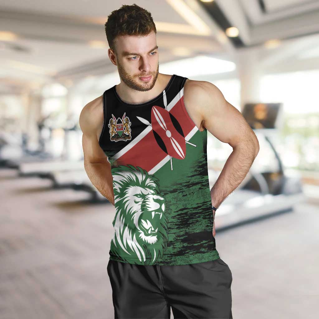 Kenya Lion Head Men Tank Top Flag Style - Wonder Print Shop