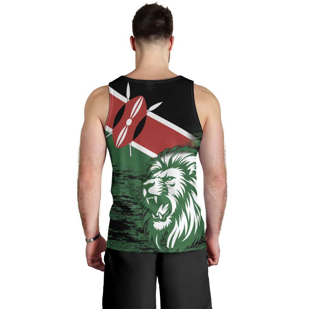 Kenya Lion Head Men Tank Top Flag Style - Wonder Print Shop