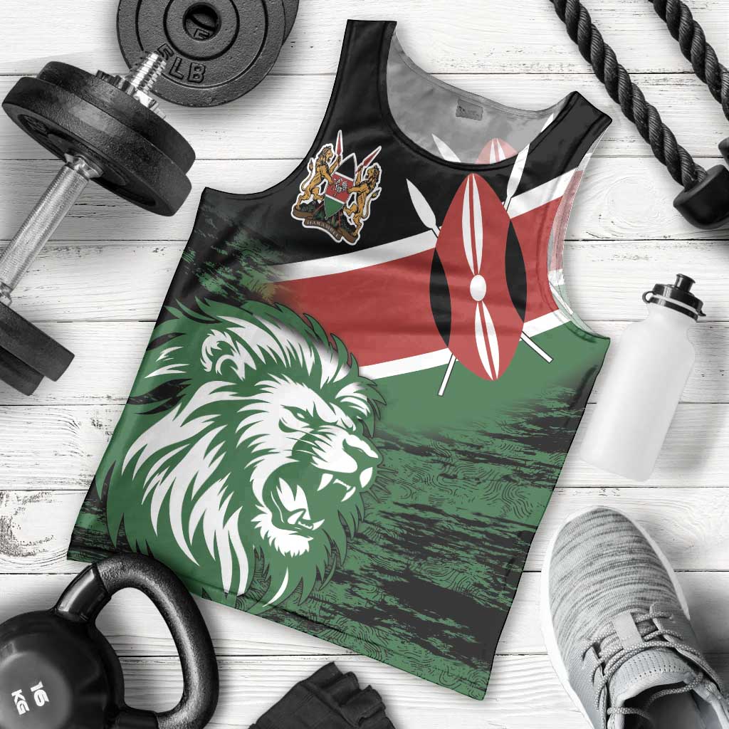Kenya Lion Head Men Tank Top Flag Style - Wonder Print Shop