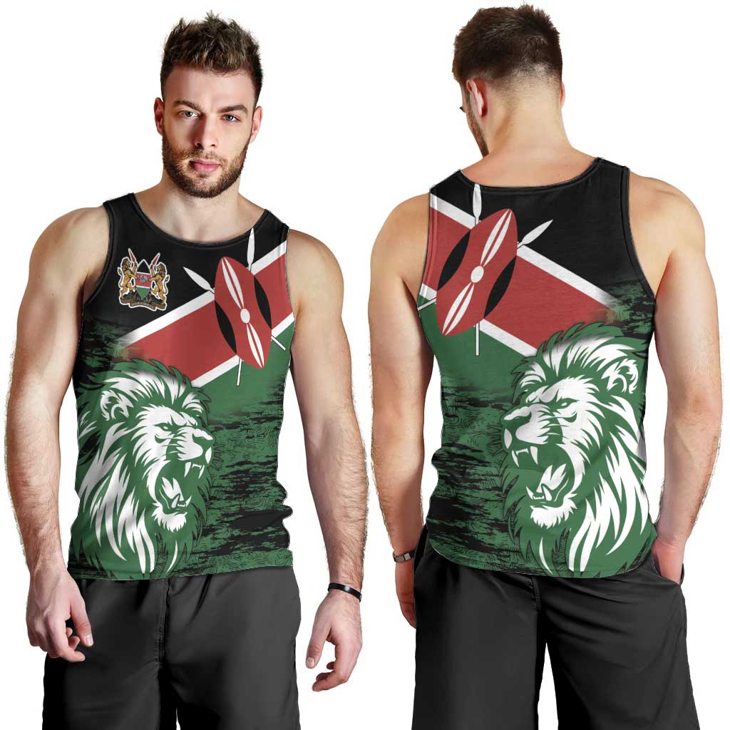 Kenya Lion Head Men Tank Top Flag Style - Wonder Print Shop