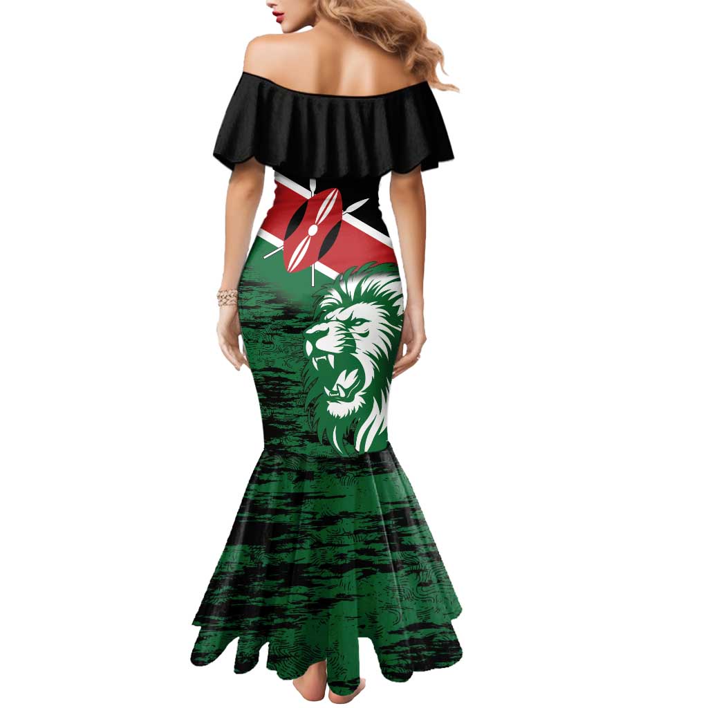 Kenya Lion Head Mermaid Dress Flag Style - Wonder Print Shop