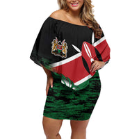 Kenya Lion Head Off Shoulder Short Dress Flag Style - Wonder Print Shop