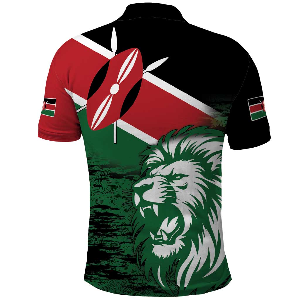 Kenya Lion Head Polo Shirt Flag Style - Wonder Print Shop
