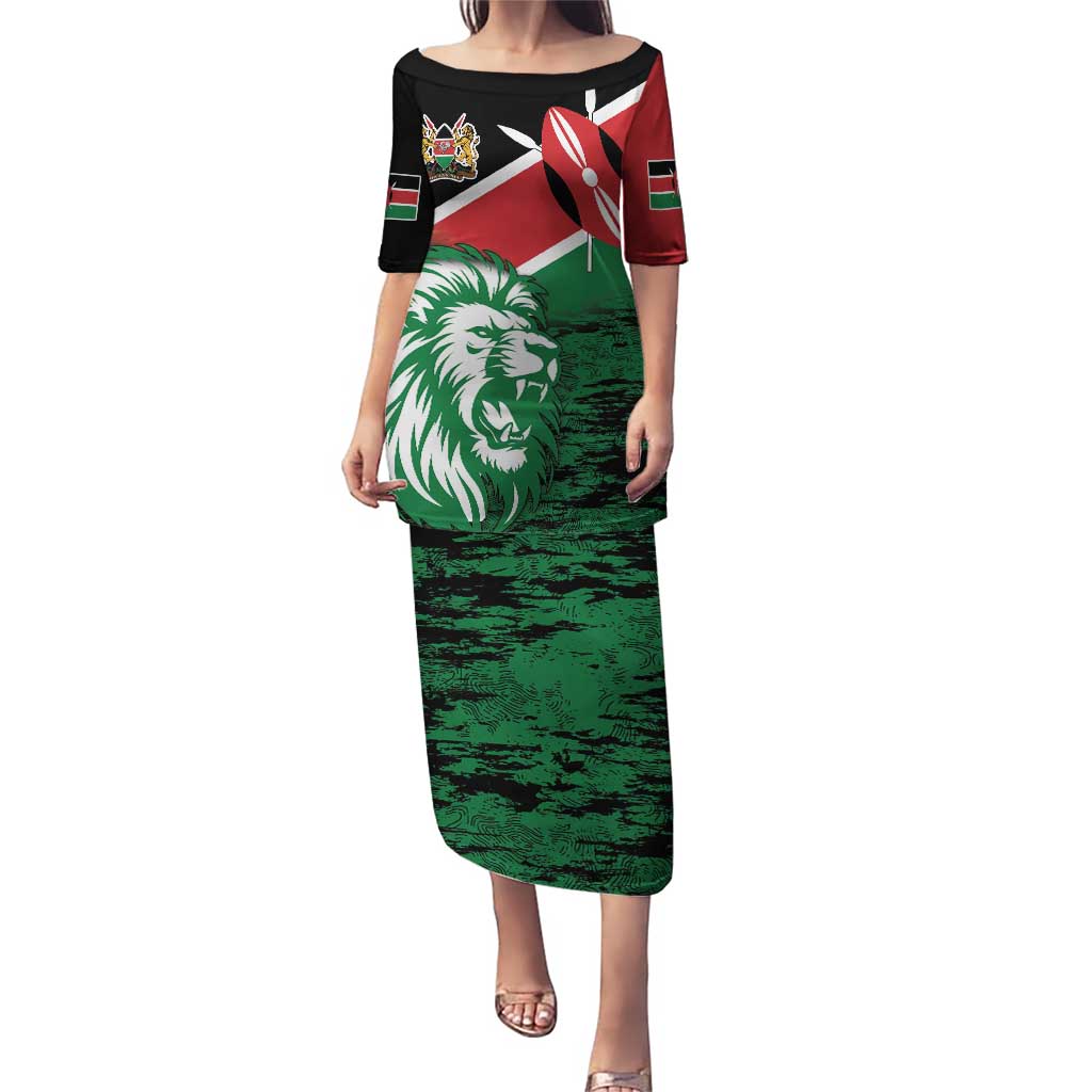 Kenya Lion Head Puletasi Flag Style - Wonder Print Shop