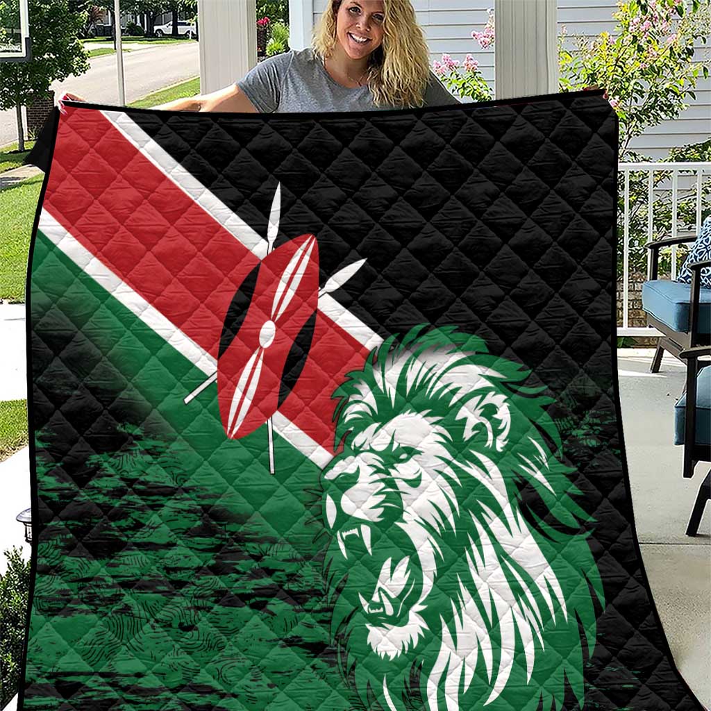 Kenya Lion Head Quilt Flag Style - Wonder Print Shop