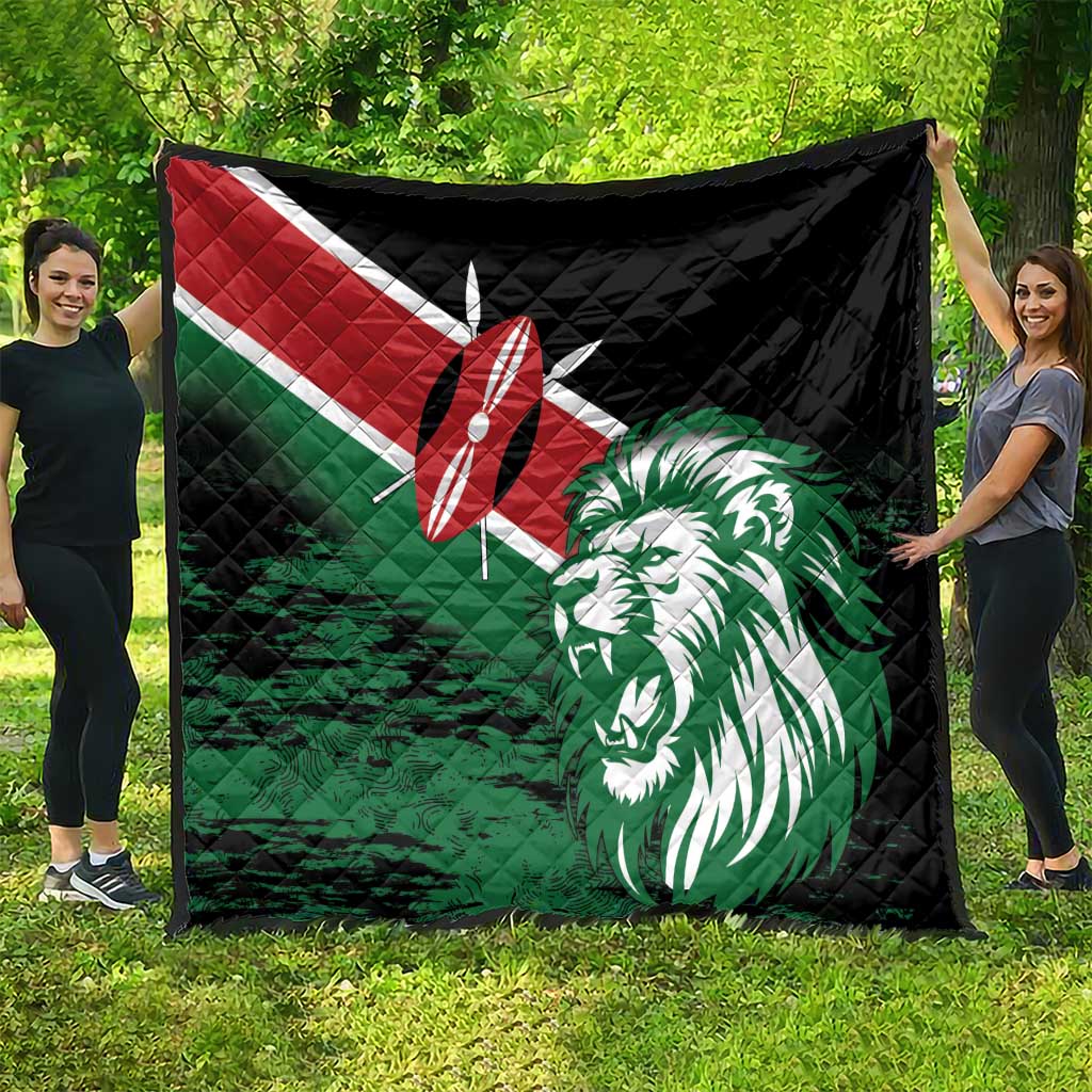 Kenya Lion Head Quilt Flag Style - Wonder Print Shop
