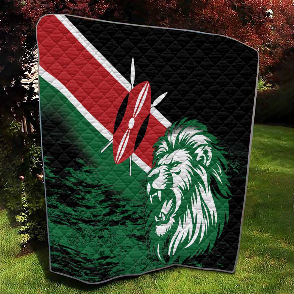 Kenya Lion Head Quilt Flag Style - Wonder Print Shop