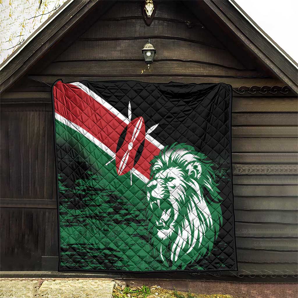 Kenya Lion Head Quilt Flag Style - Wonder Print Shop
