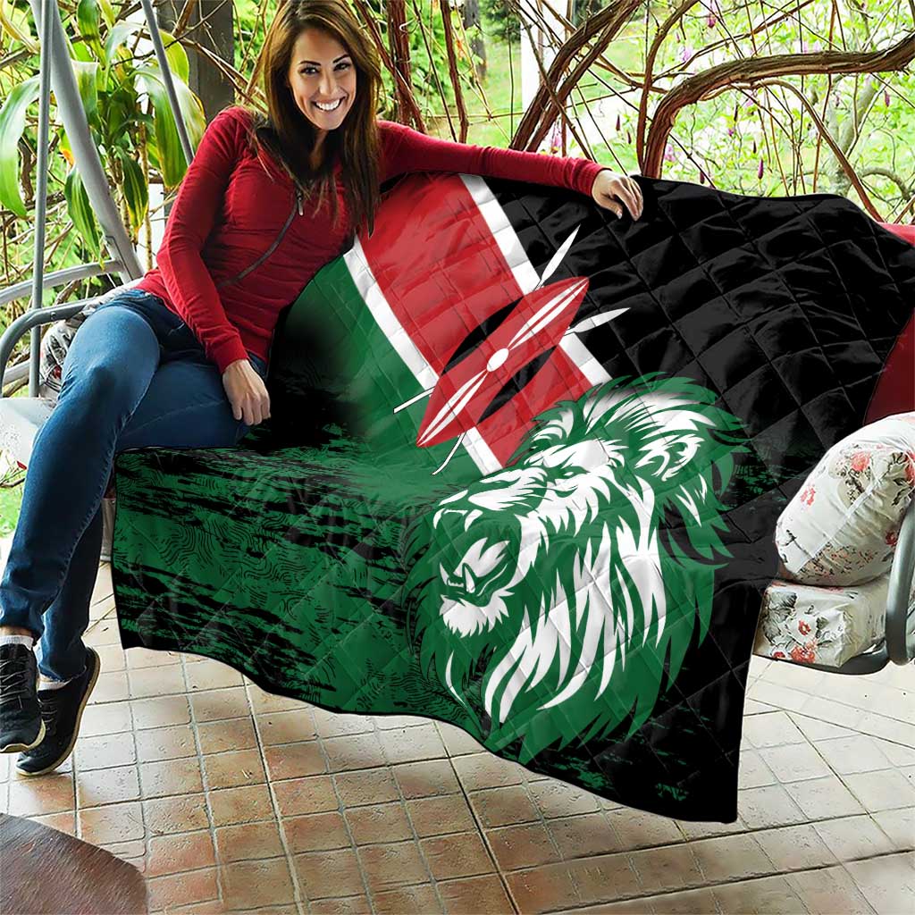 Kenya Lion Head Quilt Flag Style - Wonder Print Shop