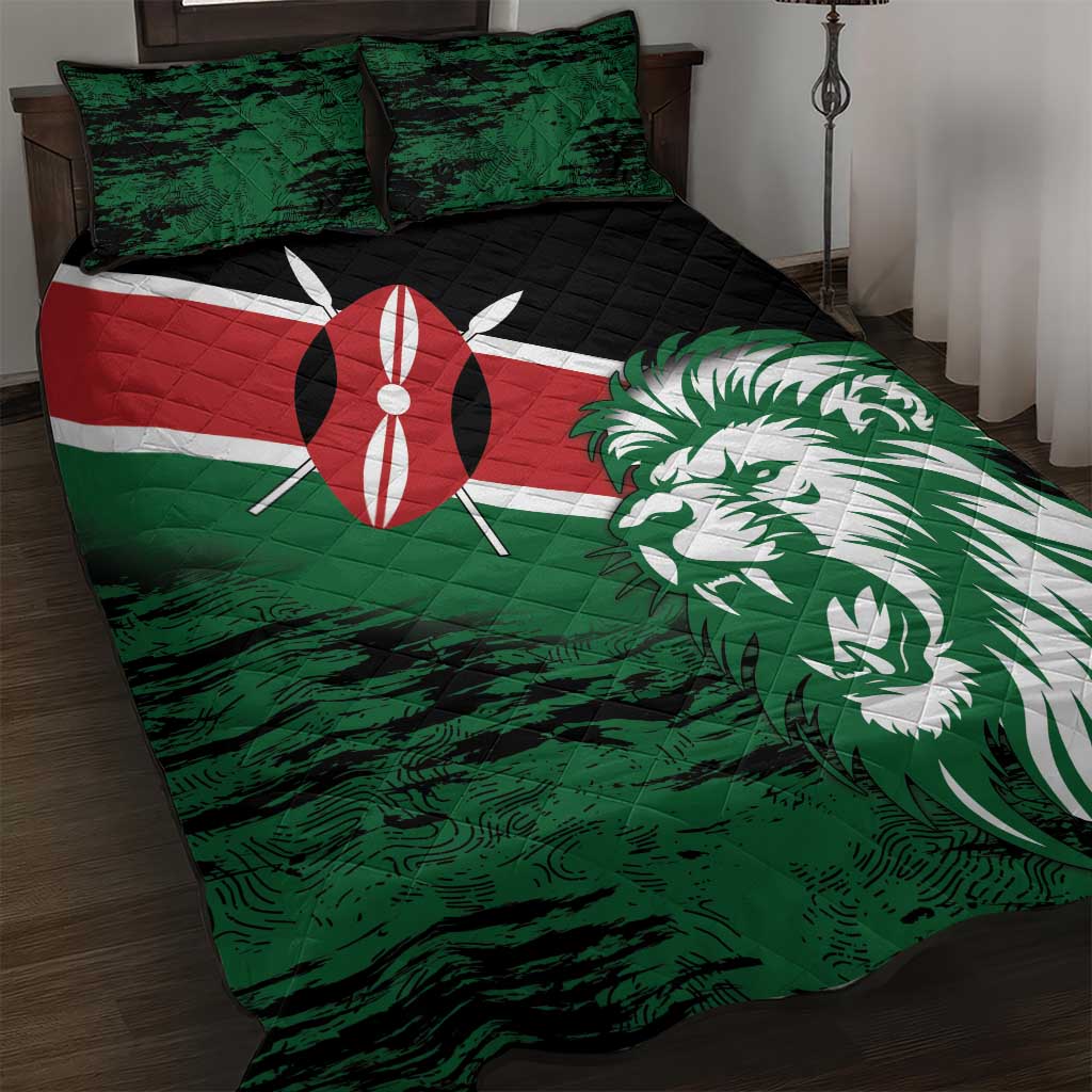 Kenya Lion Head Quilt Bed Set Flag Style - Wonder Print Shop