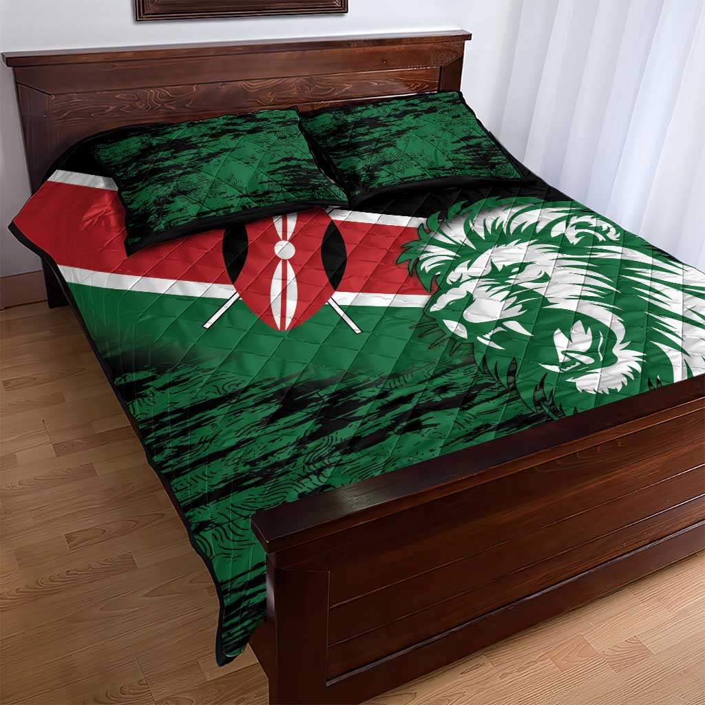 Kenya Lion Head Quilt Bed Set Flag Style - Wonder Print Shop