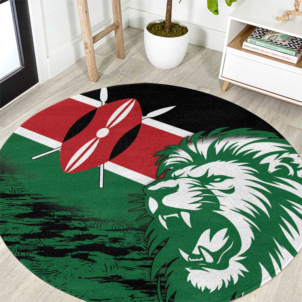 Kenya Lion Head Round Carpet Flag Style