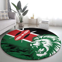 Kenya Lion Head Round Carpet Flag Style