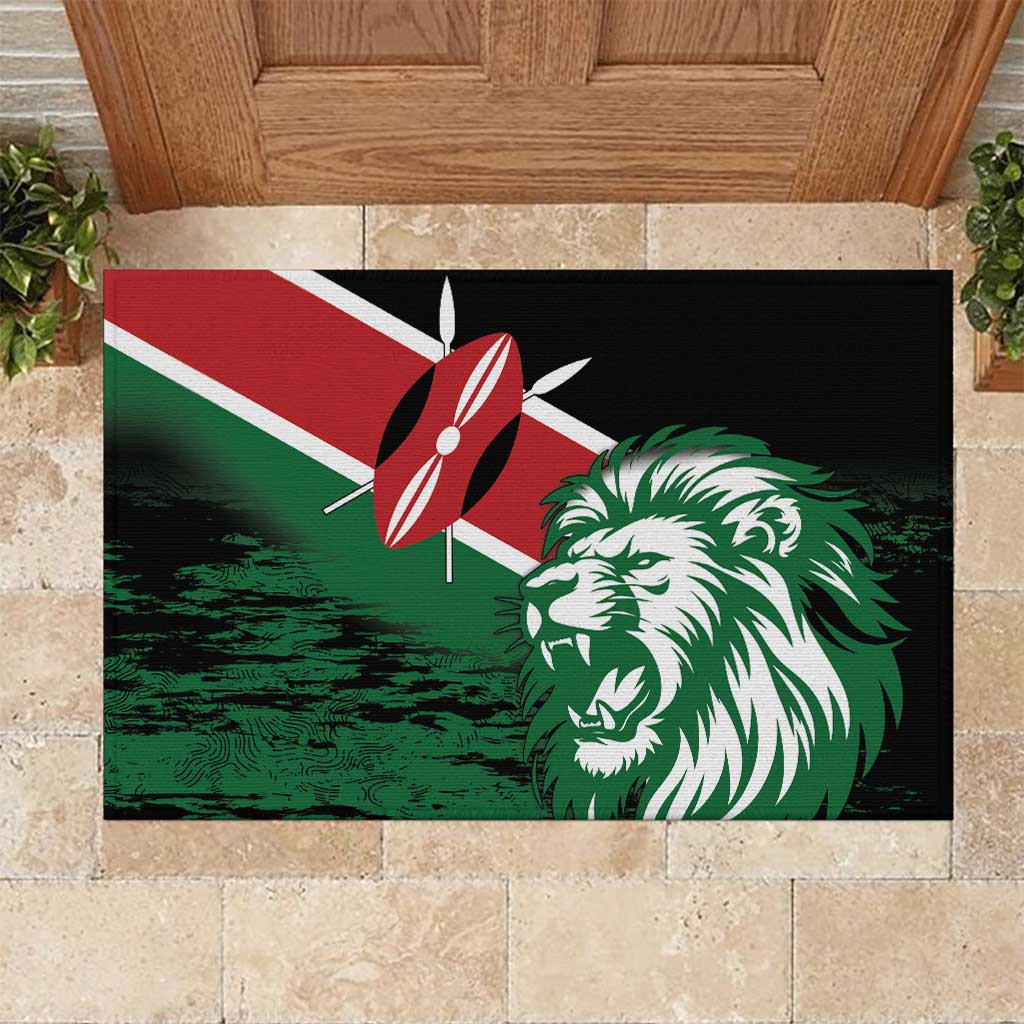 Kenya Lion Head Rubber Doormat Flag Style - Wonder Print Shop