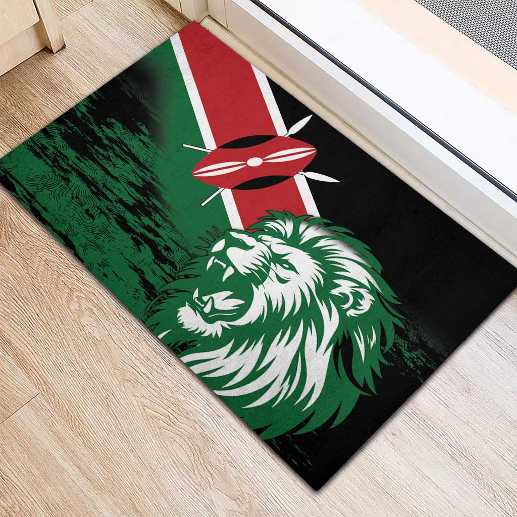 Kenya Lion Head Rubber Doormat Flag Style - Wonder Print Shop