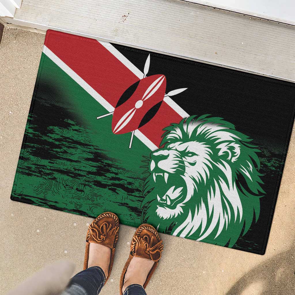 Kenya Lion Head Rubber Doormat Flag Style - Wonder Print Shop