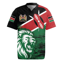 Kenya Lion Head Rugby Jersey Flag Style - Wonder Print Shop